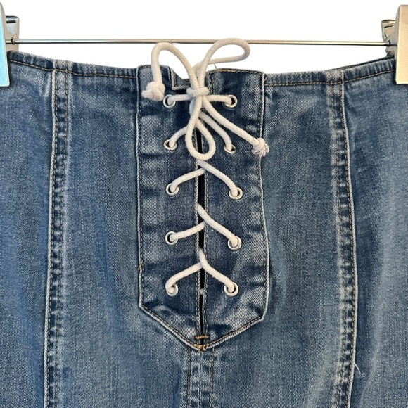 Pacsun | Women's Blue Lace-Up Front Mini Denim Skirt Size 28 - Picture 3 of 6